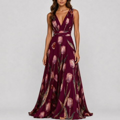 TulipaMaxi - Flowy Floral A Line Maxi Dress Wedding Guest Attire