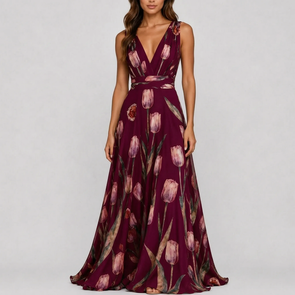 TulipaMaxi - Flowy Floral A Line Maxi Dress Wedding Guest Attire