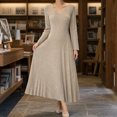 Adrelle - Ribbed V-Neck Maxi Dress Dinners And Evenings