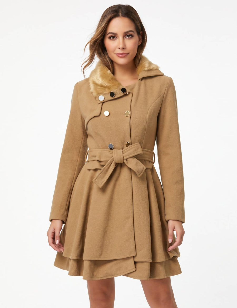 Ashvelle - Belted Wool Look Coat Winter Occasions