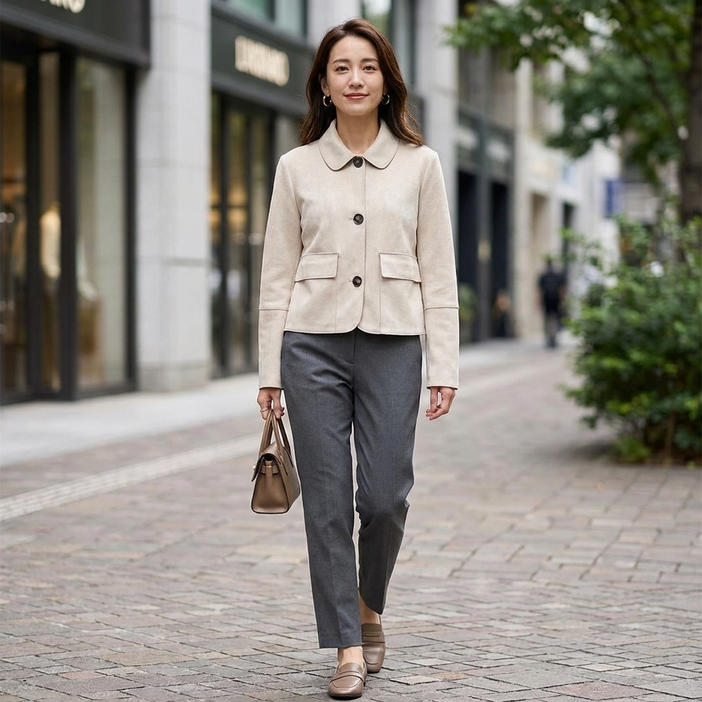 Aubreta - Cropped Suede Finish Jacket For Layering — view 3 of 8