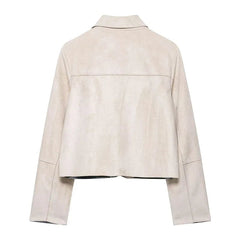 Aubreta - Cropped Suede Finish Jacket For Layering — view 4 of 8