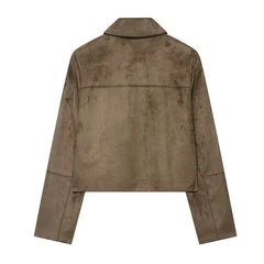 Aubreta - Cropped Suede Finish Jacket For Layering — view 8 of 8