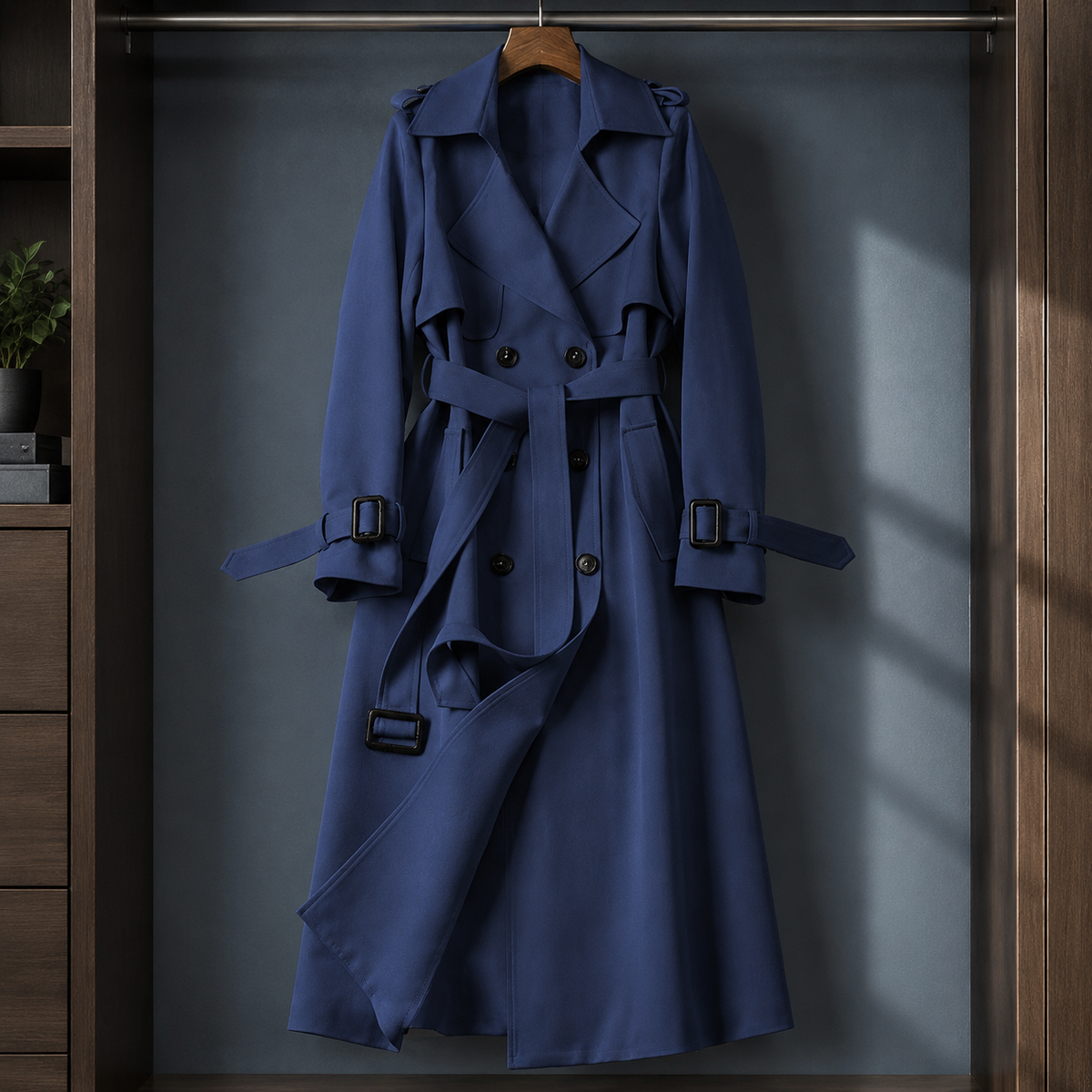 Averlaine - Double-Breasted Belted Overcoat Cool Weather Layering