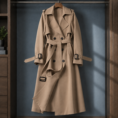 Averlaine - Double-Breasted Belted Overcoat Cool Weather Layering — view 5 of 6