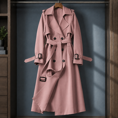 Averlaine - Double-Breasted Belted Overcoat Cool Weather Layering — view 6 of 6