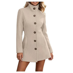 Averlyn - Stand Collar Peacoat Cool Weather Layering