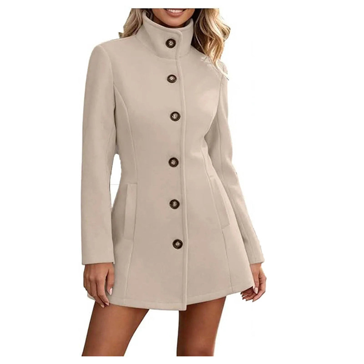 Averlyn - Stand Collar Peacoat Cool Weather Layering
