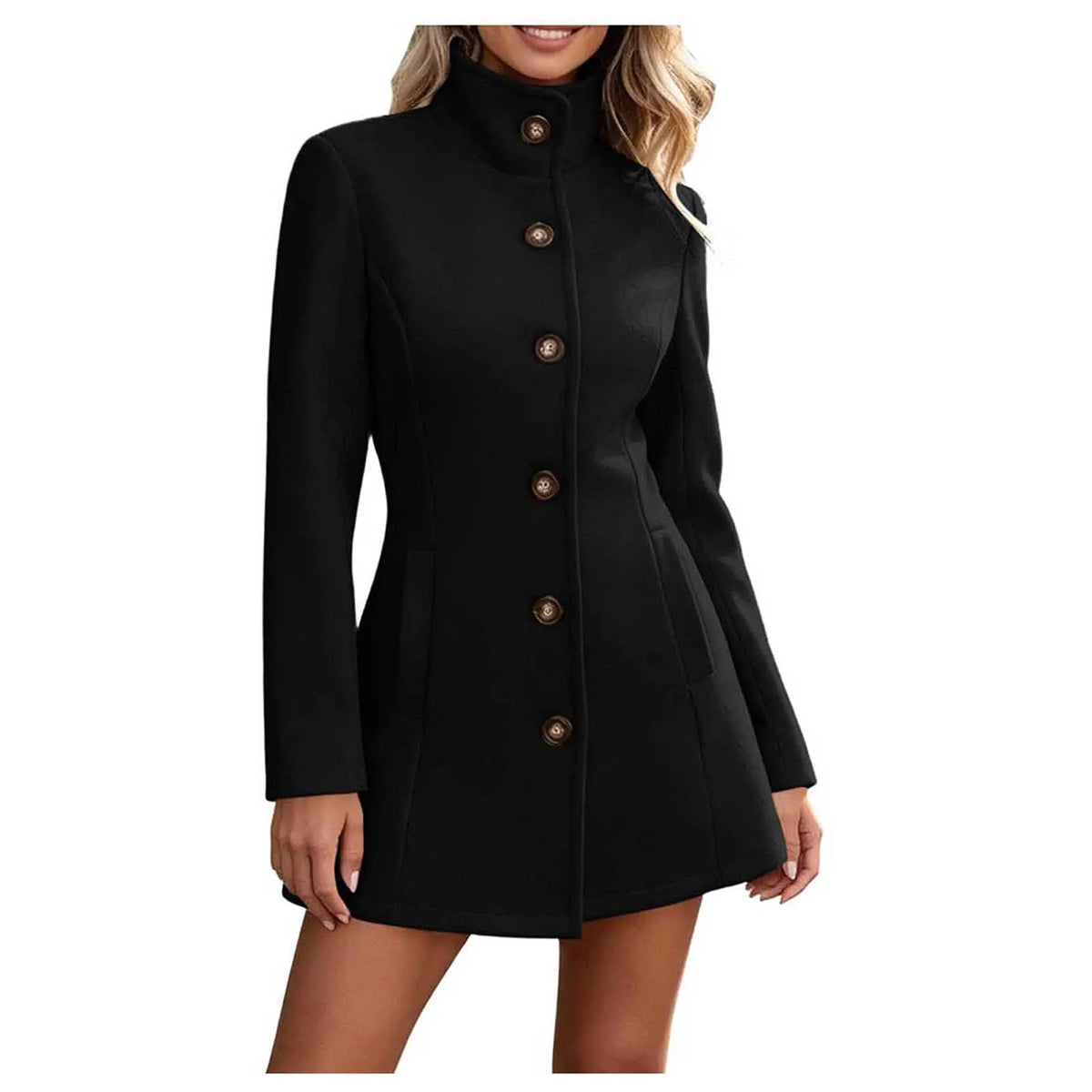 Averlyn - Stand Collar Peacoat Cool Weather Layering — view 3 of 10