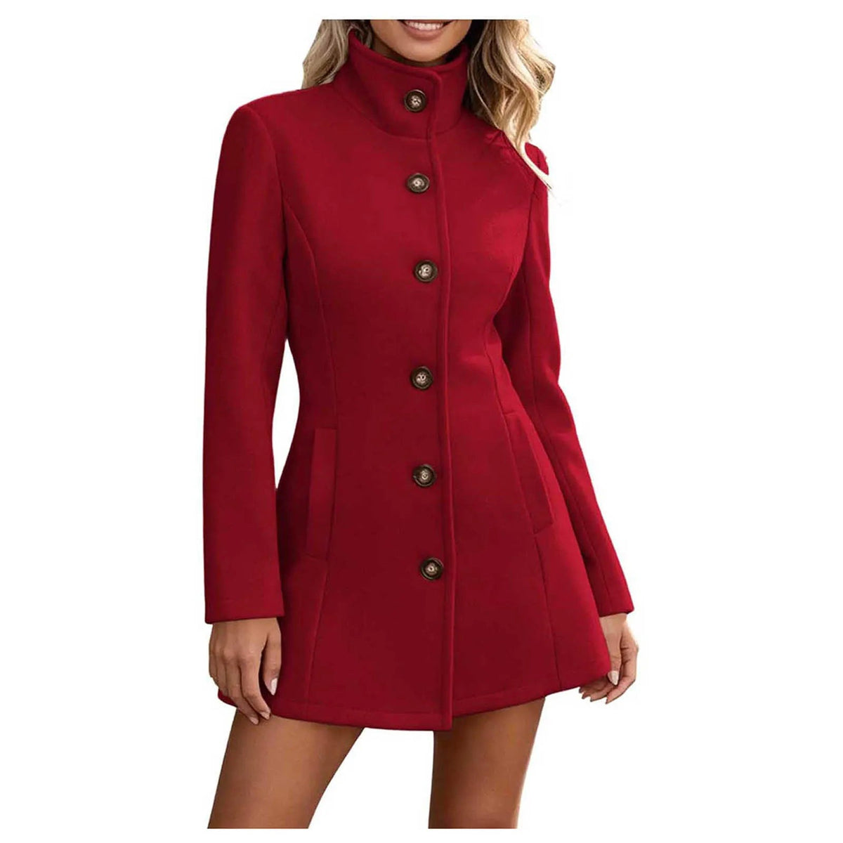Averlyn - Stand Collar Peacoat Cool Weather Layering — view 5 of 10