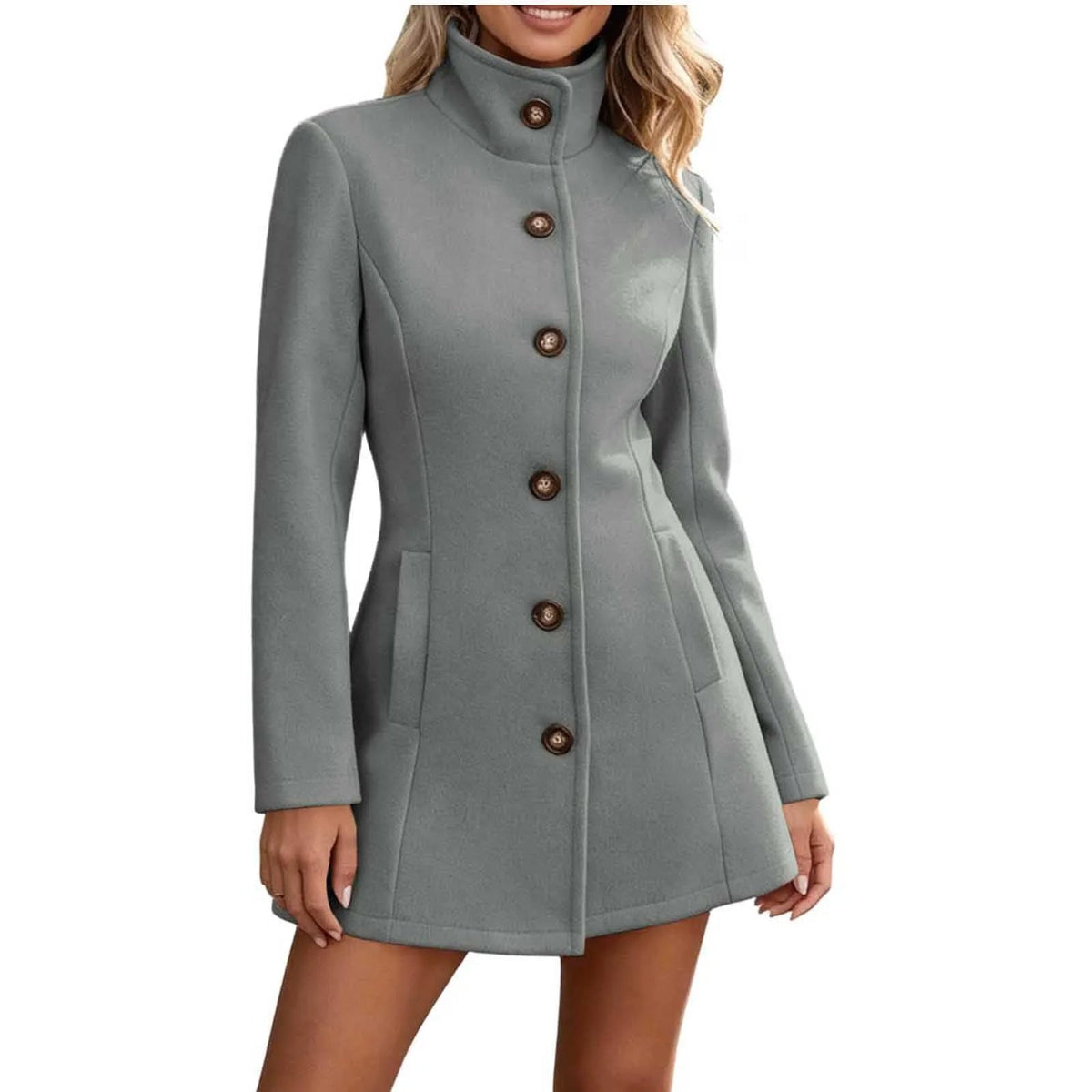 Averlyn - Stand Collar Peacoat Cool Weather Layering — view 6 of 10