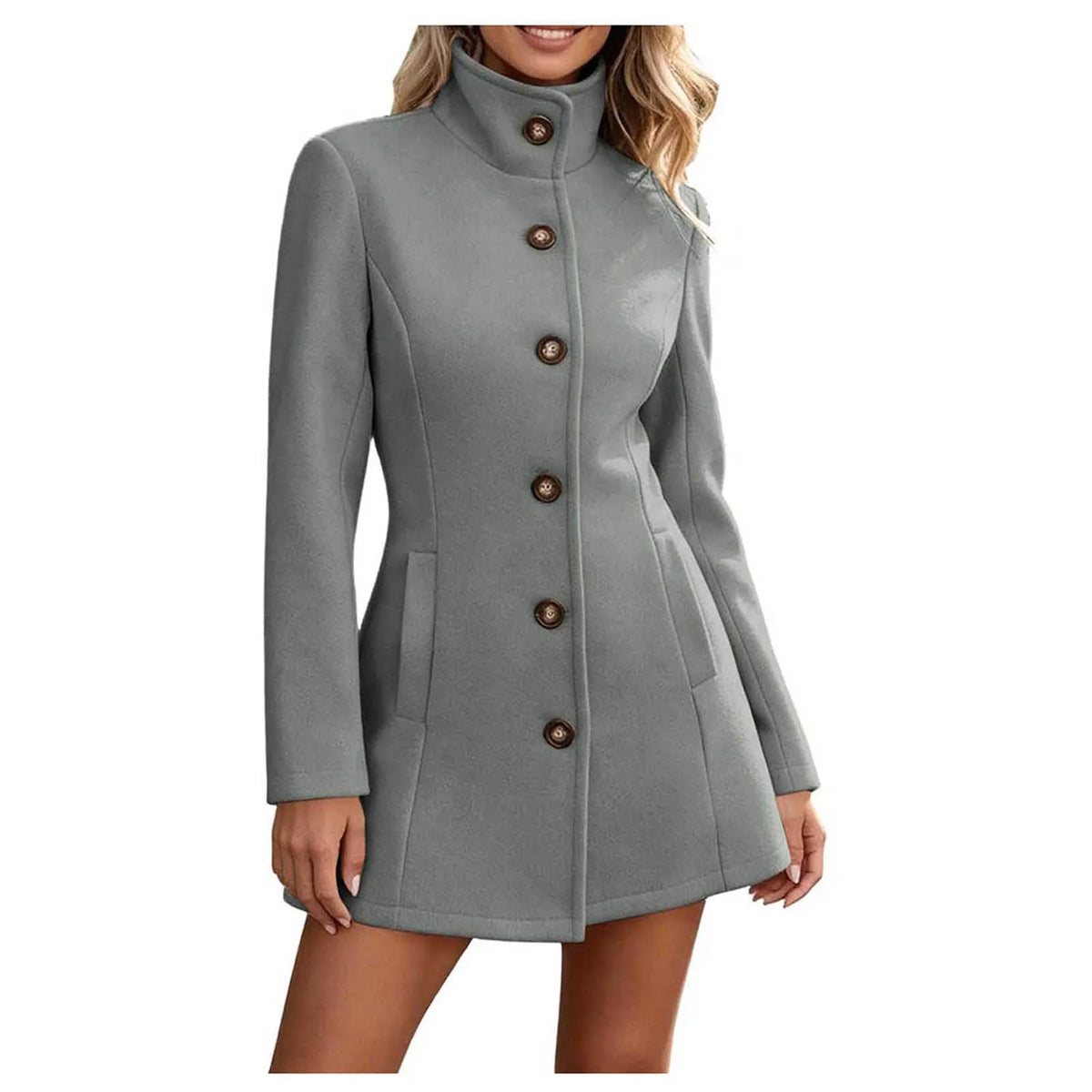 Averlyn - Stand Collar Peacoat Cool Weather Layering — view 7 of 10