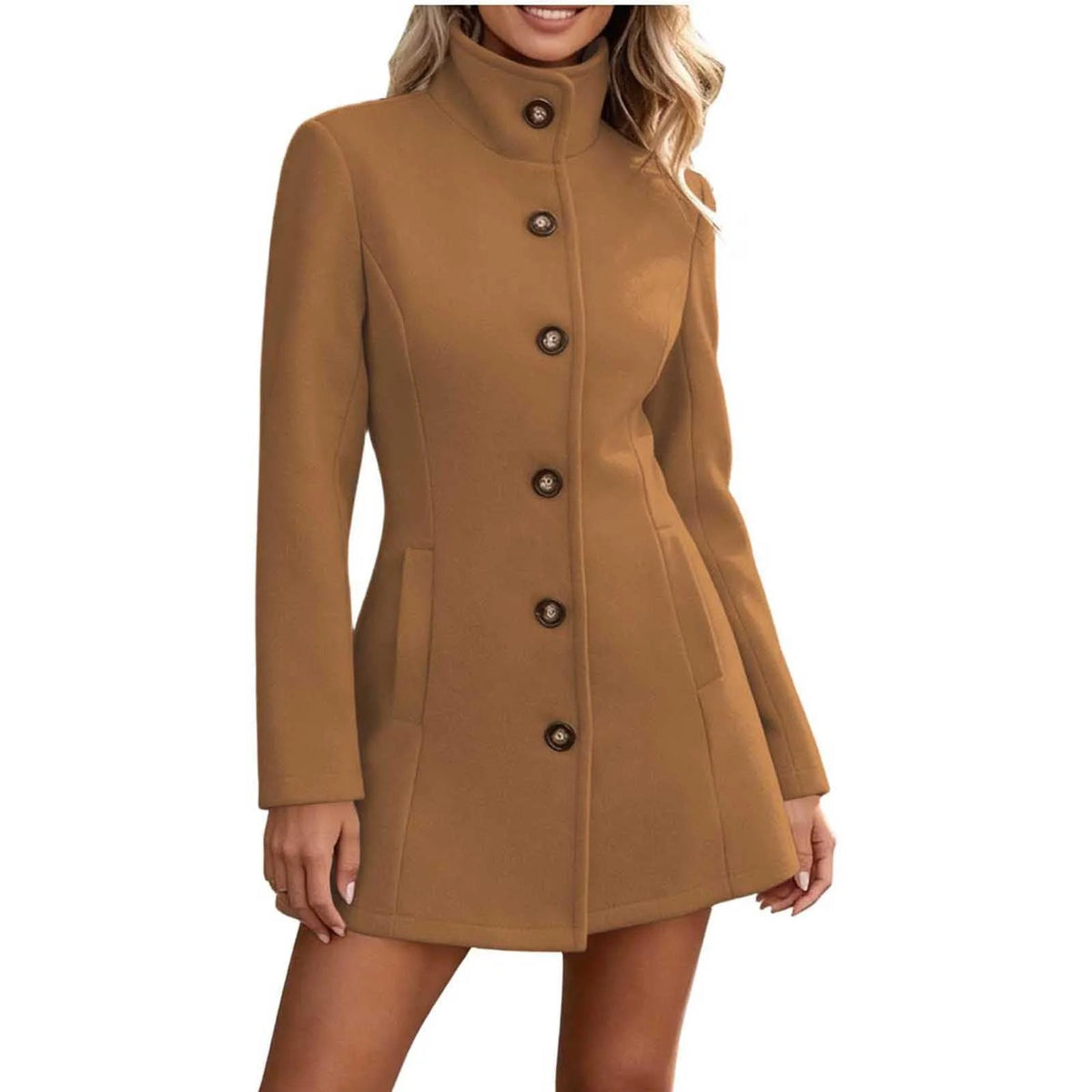 Averlyn - Stand Collar Peacoat Cool Weather Layering — view 8 of 10