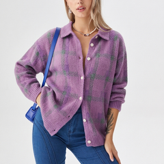 Baltriona - Checked Knit Cardigan For Casual Layering