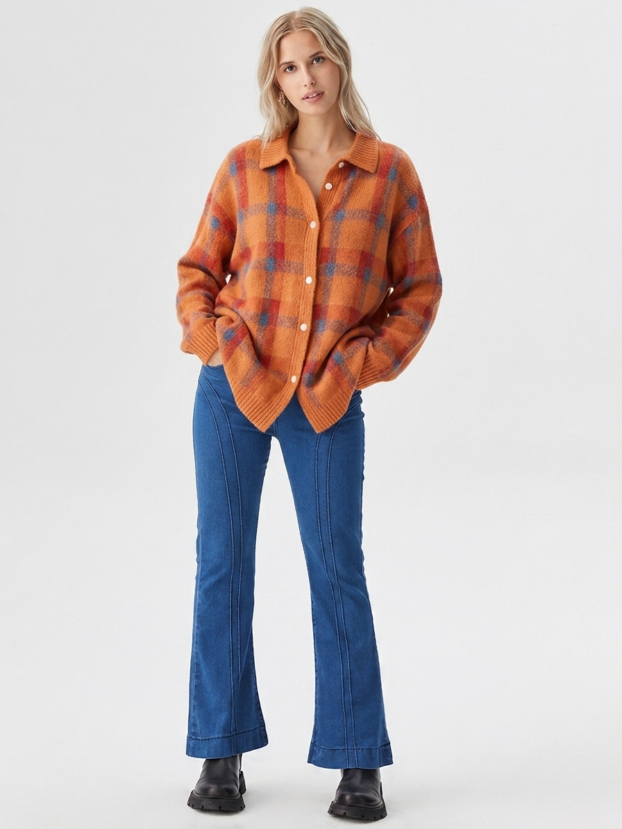 Baltriona - Checked Knit Cardigan For Casual Layering — view 4 of 8