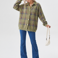 Baltriona - Checked Knit Cardigan For Casual Layering — view 8 of 8
