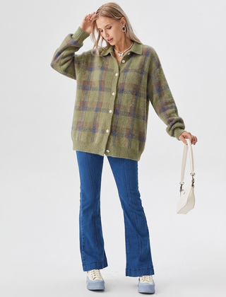 Baltriona - Checked Knit Cardigan For Casual Layering — view 8 of 8