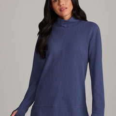 Vellara - Jacquard Mock Neck Tunic Pullover Casual Layering