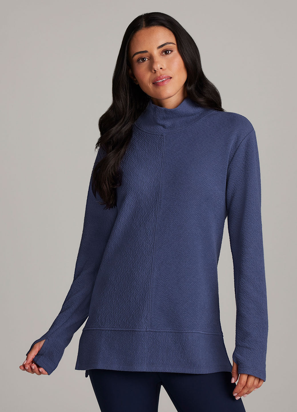 Vellara - Jacquard Mock Neck Tunic Pullover Casual Layering