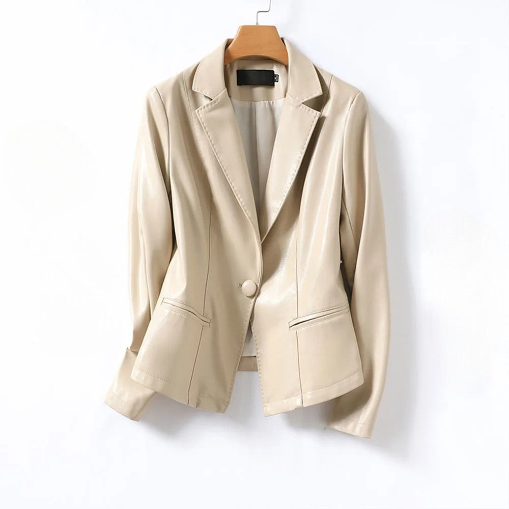 Camdena - Leather Blazer Tailored Jacket Office Wear — view 5 of 6