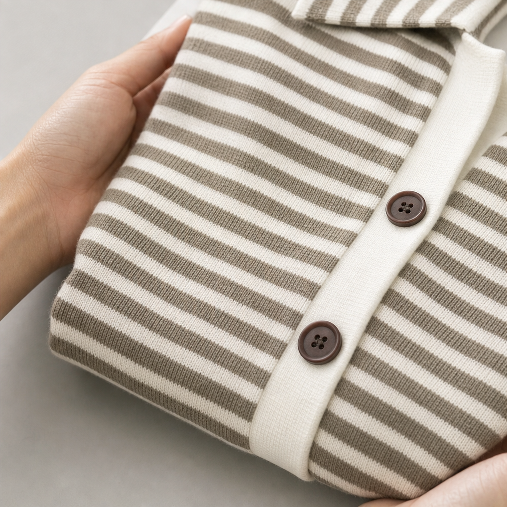 Belmara - Striped Collared Cardigan For Everyday Layering — view 10 of 10
