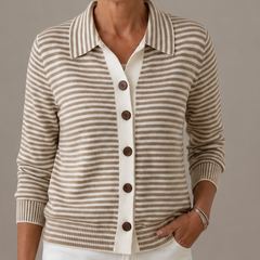 Belmara - Striped Collared Cardigan For Everyday Layering — view 2 of 10