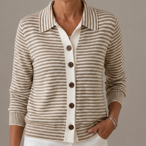 Belmara - Striped Collared Cardigan For Everyday Layering — view 2 of 10