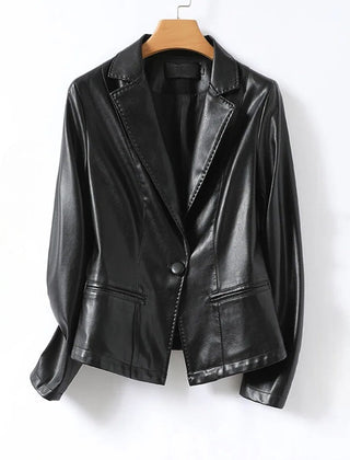Camdena - Leather Blazer Tailored Jacket Office Wear — view 4 of 6