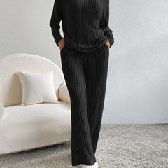 Ondrelle - V Neck Sweater Set Wide Leg Trousers — view 2 of 5