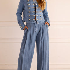 Braggia - Military Style Denim Jacket Daily Wear — view 7 of 8
