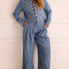 Braggia - Military Style Denim Jacket Daily Wear — view 8 of 8