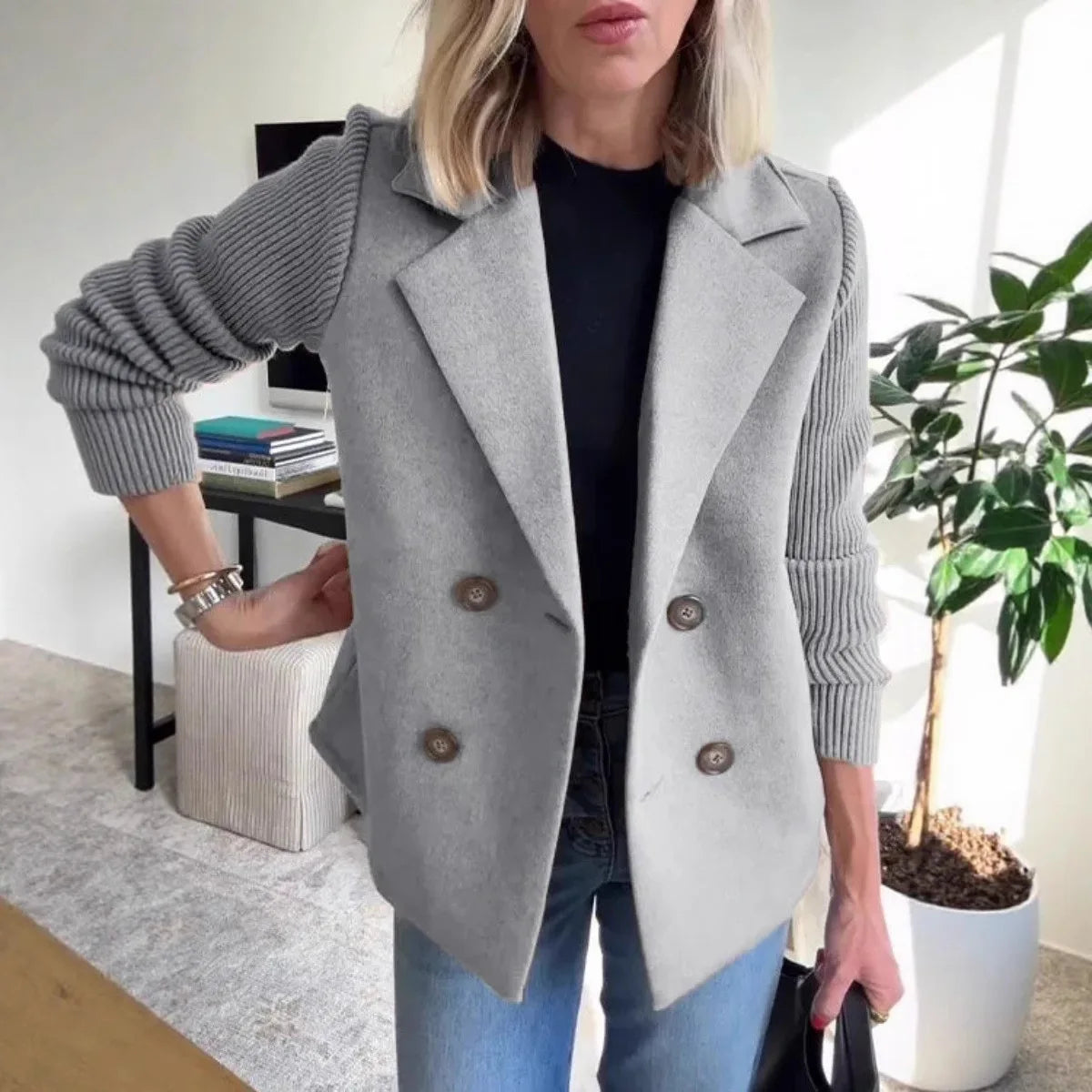 Brenvale - Double Breasted Blazer Jacket Cool Weather Layering — view 4 of 8