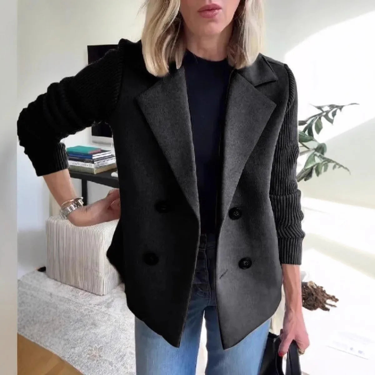 Brenvale - Double Breasted Blazer Jacket Cool Weather Layering — view 5 of 8