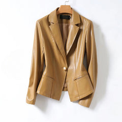 Camdena - Leather Blazer Tailored Jacket Office Wear