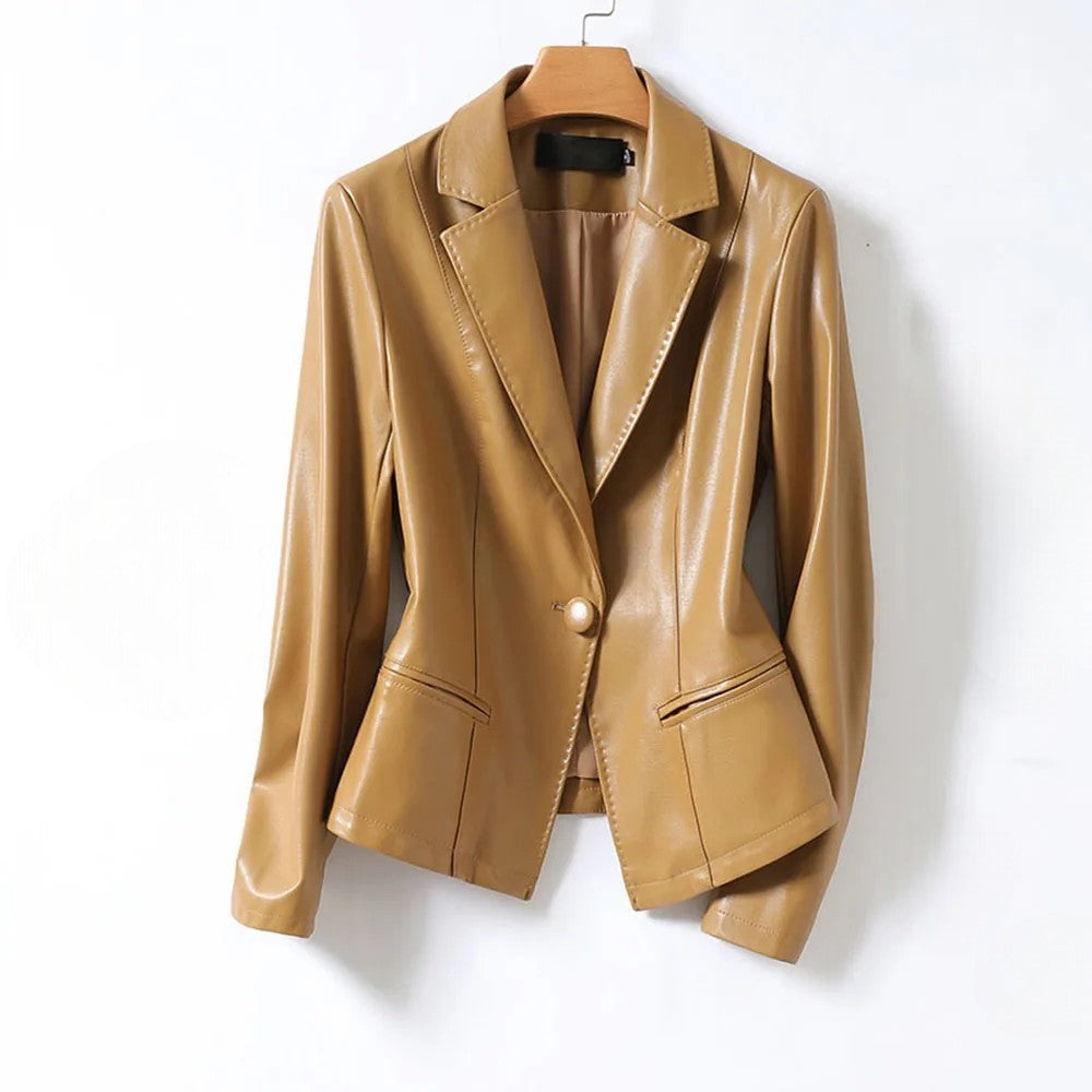 Camdena - Leather Blazer Tailored Jacket Office Wear