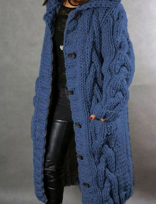 Calderyn - Long Hooded Knit Cardigan Cold Weather Layering