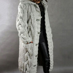 Calderyn - Long Hooded Knit Cardigan Cold Weather Layering — view 2 of 4