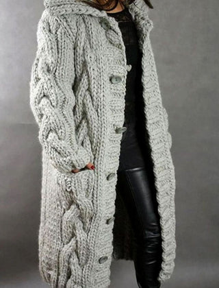 Calderyn - Long Hooded Knit Cardigan Cold Weather Layering — view 2 of 4