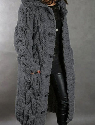 Calderyn - Long Hooded Knit Cardigan Cold Weather Layering — view 3 of 4