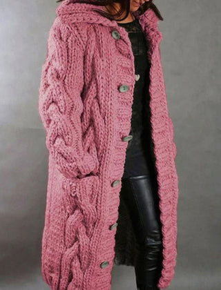 Calderyn - Long Hooded Knit Cardigan Cold Weather Layering — view 4 of 4