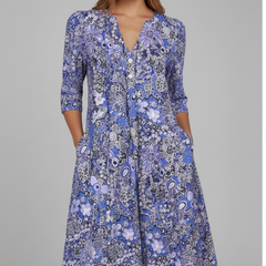 Calisera - Printed V-Neck Midi Dress Daytime Wear — view 2 of 7