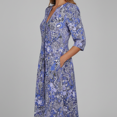Calisera - Printed V-Neck Midi Dress Daytime Wear — view 6 of 7