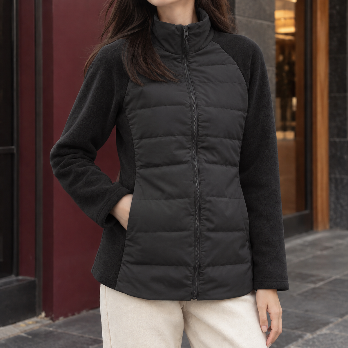 Calistra - Quilted Panel Jacket Cool Weather Layering — view 3 of 5