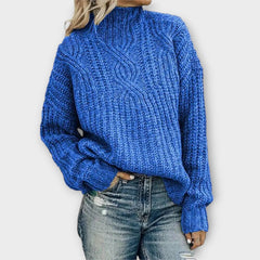 Cambrielle - Oversized Cable Knit Mock Neck Sweater Cold Weather Layering — view 5 of 5