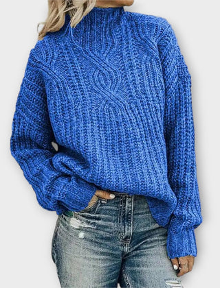 Cambrielle - Oversized Cable Knit Mock Neck Sweater Cold Weather Layering — view 5 of 5