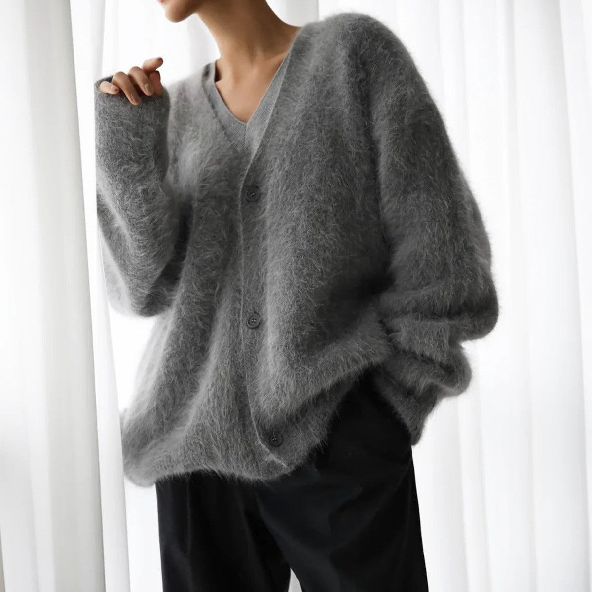 Camoressa - Ribbed Crew Neck Cashmere Pullover Cold Weather Layering — view 2 of 8