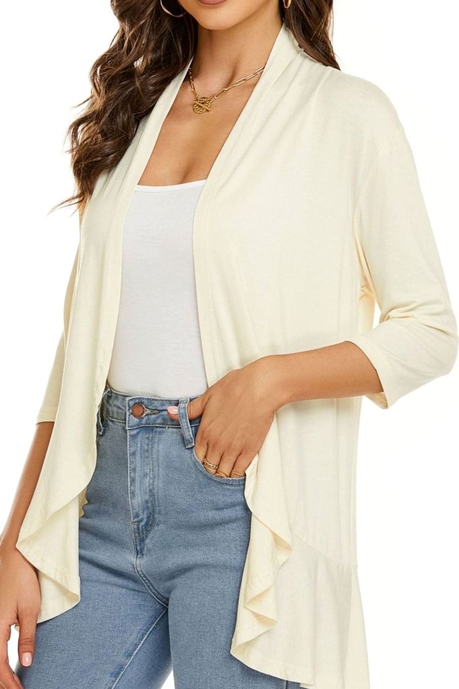 Cascata - Open-Front Draped Cardigan Casual Layering — view 10 of 10