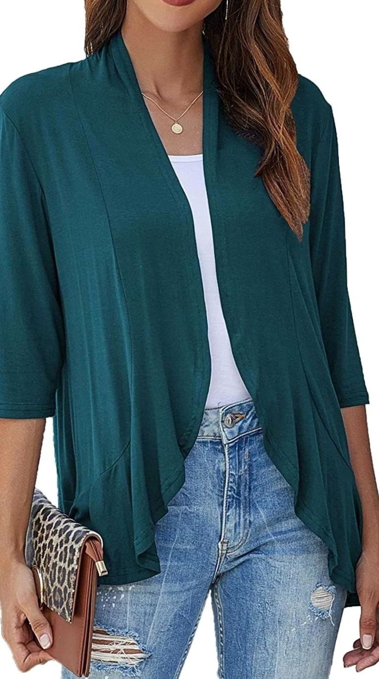 Cascata - Open-Front Draped Cardigan Casual Layering — view 4 of 10