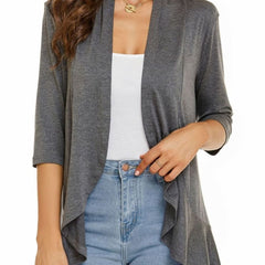 Cascata - Open-Front Draped Cardigan Casual Layering — view 6 of 10