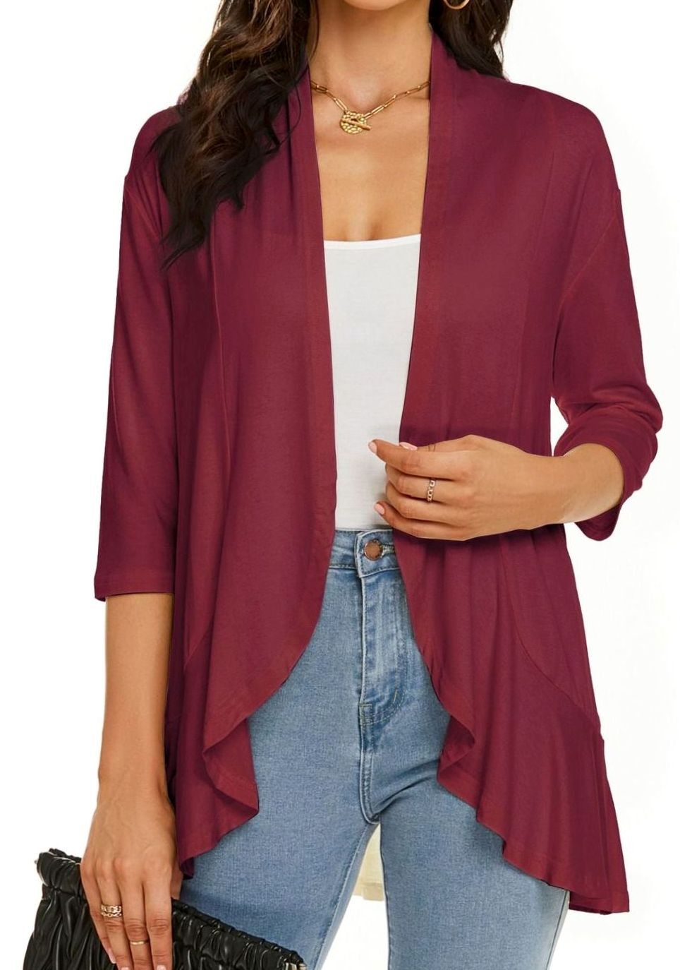 Cascata - Open-Front Draped Cardigan Casual Layering — view 8 of 10